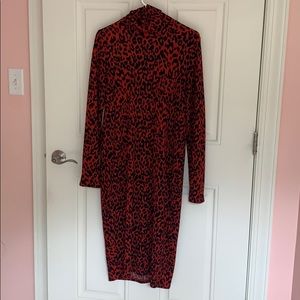 Long cheetah turtleneck dress from Zara